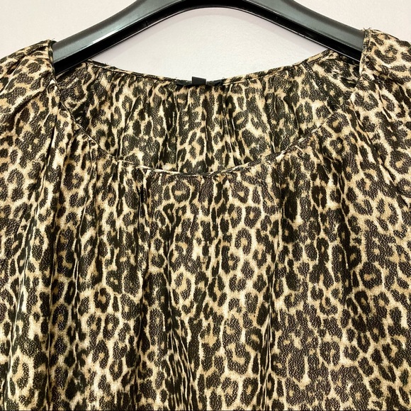 Talbots Silk Blend Leopard Blouse Women’s Size 1X Boat Neck 3/4 Sleeves Metallic - Picture 2 of 6